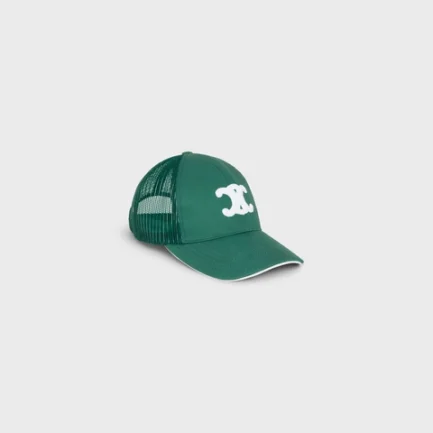 CELINE BASEBALL CAP IN COTTON DARK GREEN WHITE