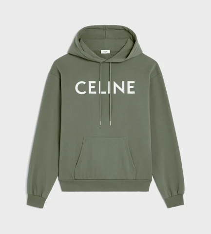 CELINE LOOSE GREEN HOODIE IN COTTON FLEECE