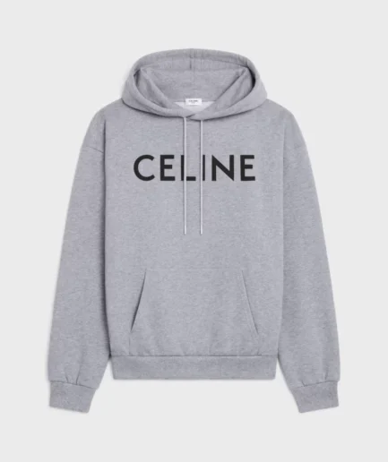 CELINE LOOSE HOODIE IN COTTON FLEECE GREY