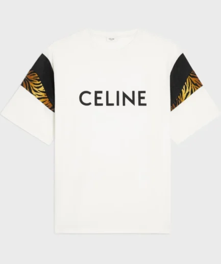 CELINE OVERSIZED T SHIRT IN COTTON ECRU-BLACK