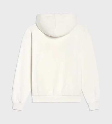 CELINE WHITE RHINESTONES HOODIE IN COTTON FLEECE