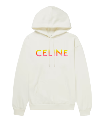 Celine Homme Oversized Logo Print Cotton Blend Hoodie