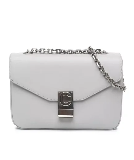 Celine Pre-Loved Triomphe Chain Bag in Light Grey