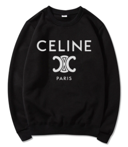 Celine Triomphe Logo Printed Black Sweatshirts