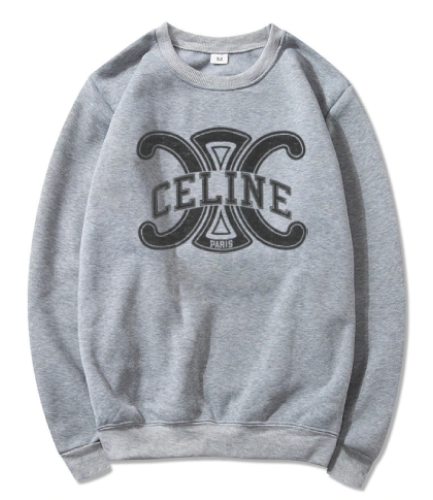 Celine Triomphe Logo Printed Gray Sweatshirts