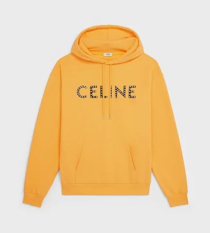 LOOSE CELINE HOODIE IN COTTON FLEECE WITH STUDS