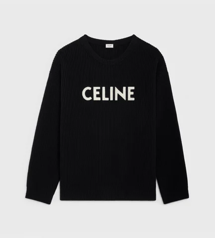 OVERSIZED CELINE SWEATER IN RIBBED WOOL BLACK